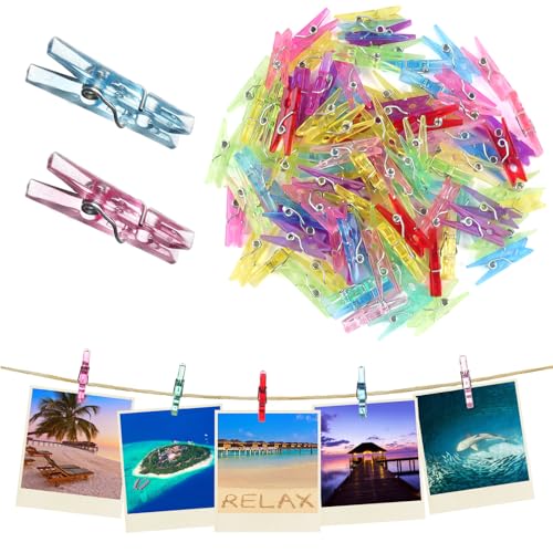 Mini Wäscheklammern Transparent,100 Stück Kleine Klammern aus...