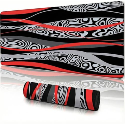 Image of Saco XXL Gaming Mouse Pad for PC - Large Desk Mat 900x400x3mm, Extended Non-Slip Rubber Base, Waterproof Surface, Flow Design, Big Keyboard Mouse Pad for Office & Home Setups