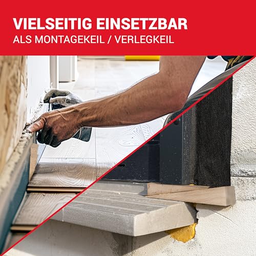 LouMaxx 2er Set Holzkeile groß aus Buche natur - Keile Holz 180x60x30 mm - Robuste Hartholzkeile als Türkeil Holz, Montagekeile & Verlegkeile – Holzkeil made in Europe – Holzkeile Hartholz