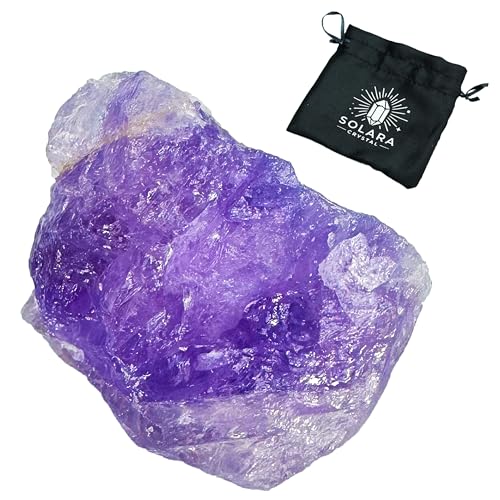 Solara Crystal | Raw Healing Crystals – Natural Amethyst, Quartz, Citrine & More | Chakra Balancing, Meditation, Energy Cleansing, Spiritual Decor, Gift Bag Included (Amethyst)