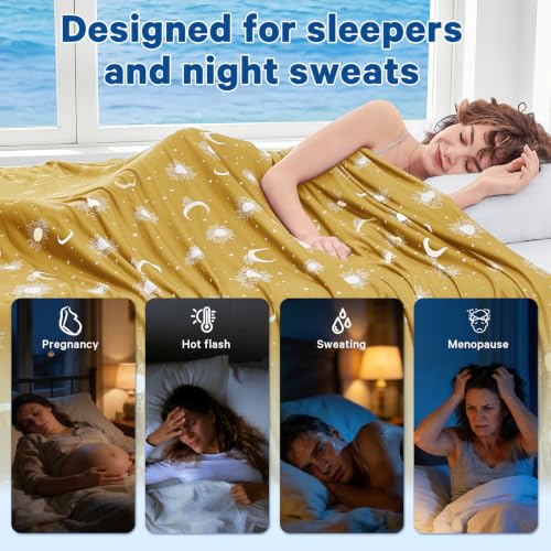 Image of inhand Cooling Blanket Throw(50 inchx60 inch) - Double Sided Cooling Blankets for Hot Sleepers, Cool Soft Lightweight Summer Blanket for Beach, Sofa Bed Couch, Room Decor, Gifts for Women Men Ginger Yellow