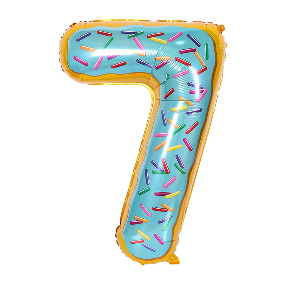 Ancllo Multicolor 32 Inch Donuts Balloons Birthday Foil Balloon Party Decorations Supplies Helium Mylar Digital Balloons-Donuts Number 7