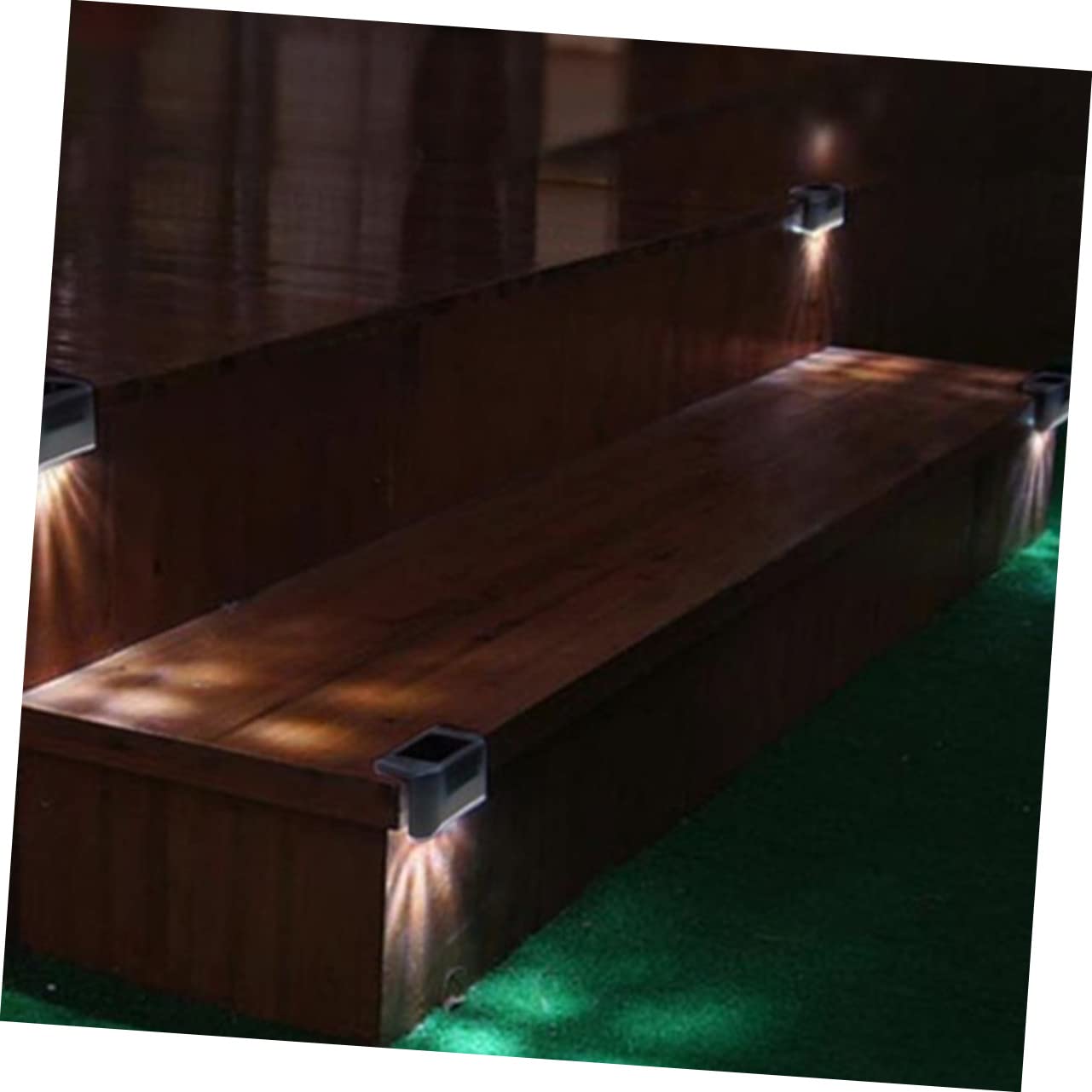 Holibanna Solar LED Stair Lights for Outdoor Deck and Railing Lighting Security Lighting for Fence and Pathway Black Shell White Light
