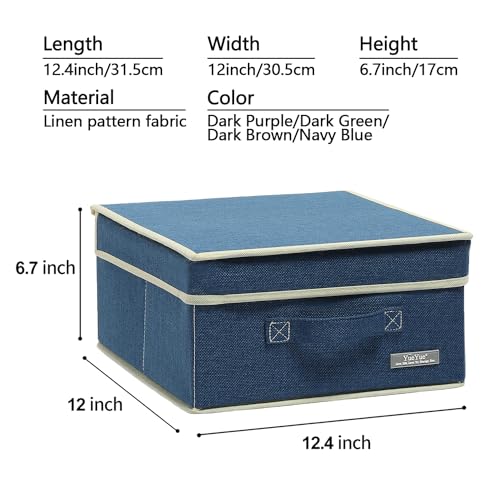 Image of YueYue Foldable Fabric Closet Organizer Bins Box Storage - 4 Pack 12.4 X 12 X 6.7 Inch Storage Bins With Lids 4 Dark Color Boxes - Bins Storage Box Cloth Basket Pack Lid