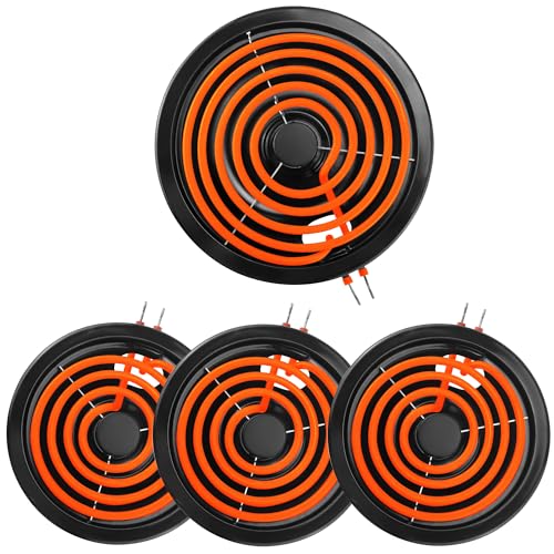 Burner Drip Pan Bowls 5304430149(6")5304430150(8") and Electric Stove Burners MP15YA(6") MP21YA(8") Kit Compatible for Frigi-daire Ken-more Cro-sley Tap-pan Stove
