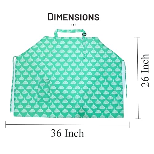 Image of ZIKKU 100% Cotton Nursing Cover for Breastfeeding, Soft and Breathable, Feeding Apron /Cover for Nursing Moms, Lightweight and Comfortable Maternity Breastfeeding Cover with Mobile Pocket (Mint Green Color with Floral Design)