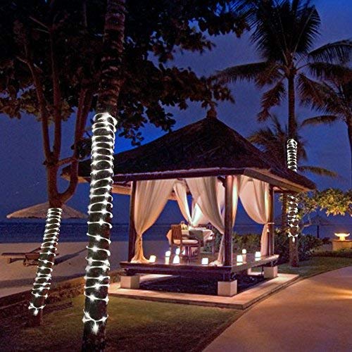 IMAGE 8 Modes Solar Rope Lights Outdoor String Lights 78.7Foot 20M Waterproof 200LED for Indoor Outdoor Garden Party Patio Lawn Decor White Color