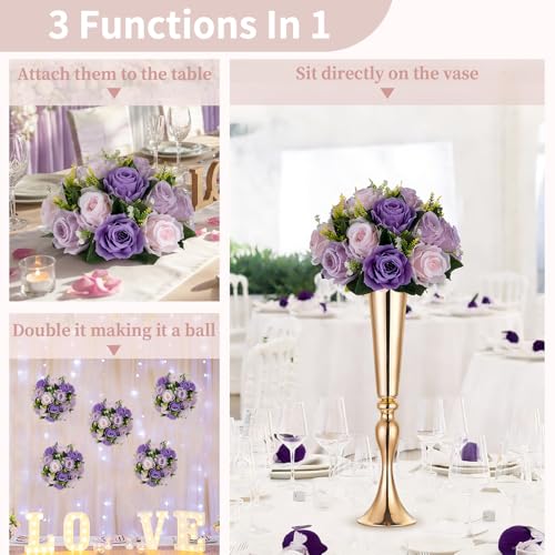 Image of NUPTIO Artificial Flower Ball Centerpieces: Lilac & Purple & Pink Rose