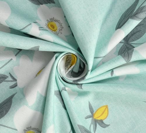 Image of KAWI Elastic Fitted Bedsheet Cotton Blend 200 TC Double Bed With 2 Pillow Cover (72 inchX78 inch)-Light Green Flower