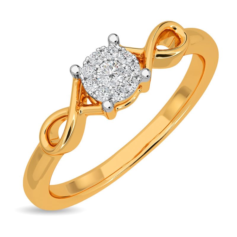 Image of KISNA 14k / 18k Real Gold & Diamond Ring | Diwali, Rakhi Rakshabandhan Gift for Sister /Bhabhi /Women | With Certificate of Authenticity & BIS-Hallmarked Gold Jewellery | Enigma Diamond Ring