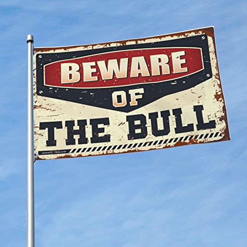 Drapeaux de jardin amusants Beware of The Bull automne extérieur 152x244cm