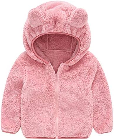 Toddler Girls Boys Fleece Hoody Jacket Zip Up Teddy Coat Warm Winter Outwear