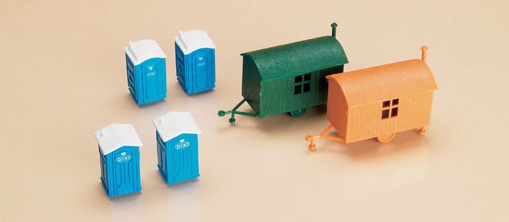 Auhagen 42641.0 - Bauwagen, Mobiltoiletten, bunt