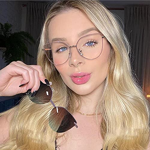kachawoo Magnetic Clip on Sunglasses Women Polarized Blue Light Glasses Cat Eye Eyeglasses3