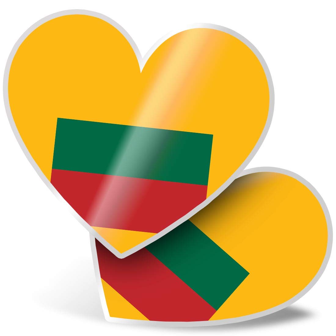 2 x Heart Stickers 7.5 cm - Lithuania Flag Map Fun Decals for Laptops,Tablets,Luggage,Scrap Booking,Fridges, #9016