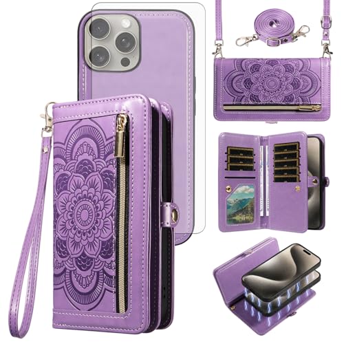 Coque portefeuille iPhone 15 Pro Max Asuwish pour ranger ses cartes