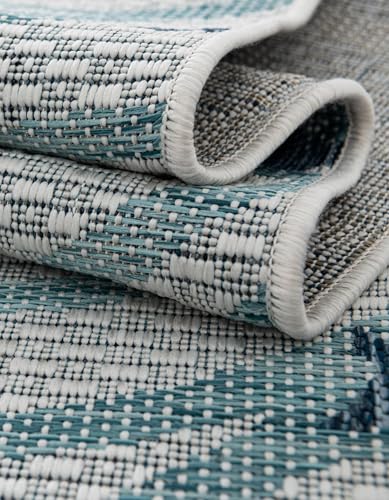 Tapete redondo azul 7'10" Rugs.com Outdoor Coastal miniatura 7