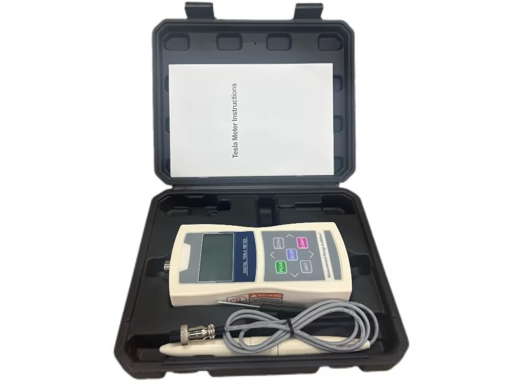 Digital Gauss Meter Teslameter with Two Magnetic Field Units mT (mtr) Gs (Gauss) Range of Measurements 0-2500 mT (25000Gs) with Automatic Range Switching One-Click Zero