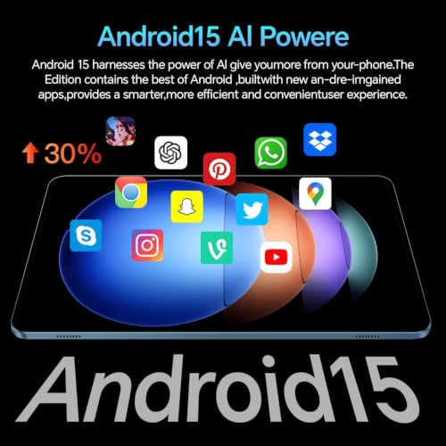 Image of M8 Android 15 Tablet, 10.1 inch IPS Touchscreen, 8-Core Processor, 16GB RAM + 256GB ROM, 8000mAh Battery, 13MP+5MP Dual Camera, Dual-Band 2.4G /5G WiFi, Bluetooth, Widevine L1