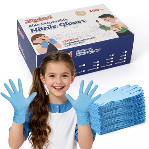 Xandoval Kids Nitrile Gloves 100Pcs Small Blue Latex-Free