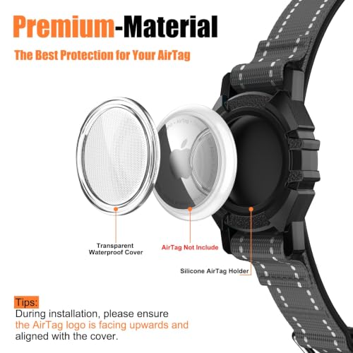 Image of AirTag Dog Collar, IP68 Waterproof Air Tag Dog Collar Holder (Black, XL) | Air Tag Dog Collars Reflective, Ultra-Durable, Comfortable Padded, Heavy Duty Dog Collars Collars for Small - Large Dogs
