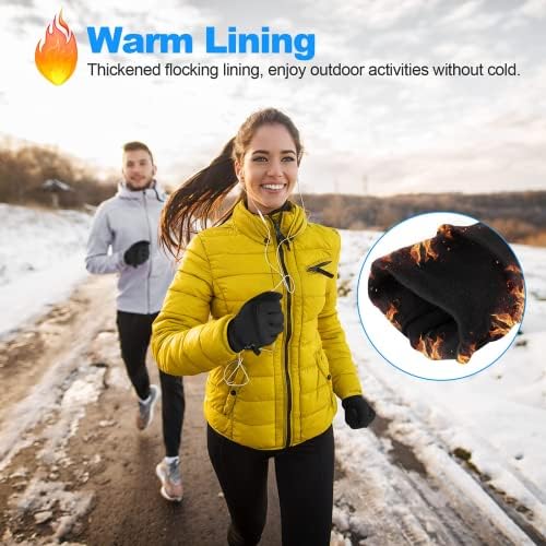 Lapulas Cycling Gloves, Unisex Winter Thin Thermal Gloves Lightweight Touch Screen Gloves Black Warm Liner Running Gloves Outdoor Climbing Driving Biking Gloves for Men Women Ladies