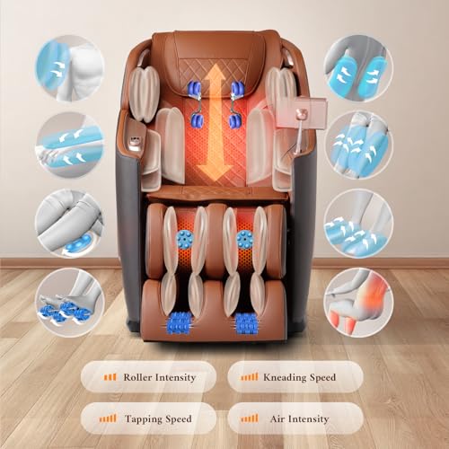 Image of 4D Massage Chair, Full Body Massage Chair, Zero Gravity Recliner w / Intelligent Voice Control, 53.14 inch SL Track, Electric Calfrest Extension, 12 Auto Modes, USB Type-C, Bluetooth Speaker, TFT Screen