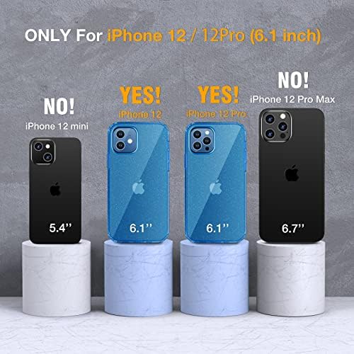 Image of Miracase Glass Series for iPhone 12 /12 Pro - Full-Body Rugged Protective Case with Built-in 9H Tempered Glass Screen Protector and Camera Lens Protector - Glitter Blue