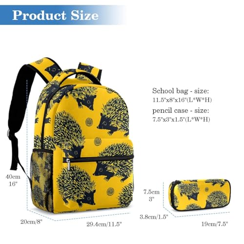Sac à dos hérisson jaune modulable grand format avec pochette - 2