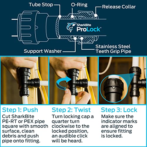 Sharkbite 1/2 X 3/4 Inch Prolock Male Adapter, Push To Connect Plastic Plumbing Fitting, Pex, Pe-Rt, Copper Pipe, Cpvc, Pl111613Mj6 #TOP4