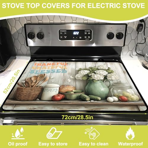 Image of Stove Top Covers for Electric Stove, Glass Stove top Cover 28 inchx 20 inch
