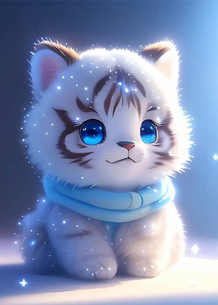 Juego de Pintura de Diamantes 5D Para Adultos y Niños, DIY Diamond Painting Kit Completo , Manualidades de Cristal, Kit de Pintura Cruzada, Decoración de Pared Para El Hogar (Tigre 30 x 40 cm)