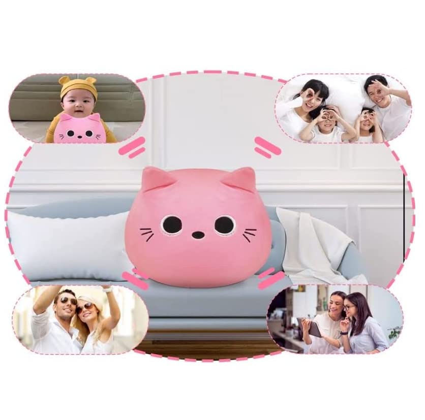 Image of 3D Pink Cat Plush Pillow, Plush Toy Pink Cat, Creative Cat Shape Pillow, Soft Cute Plushies Lumbar Cushion Decoration for Girlfriend Valentines Gift and Children Birthday Gift