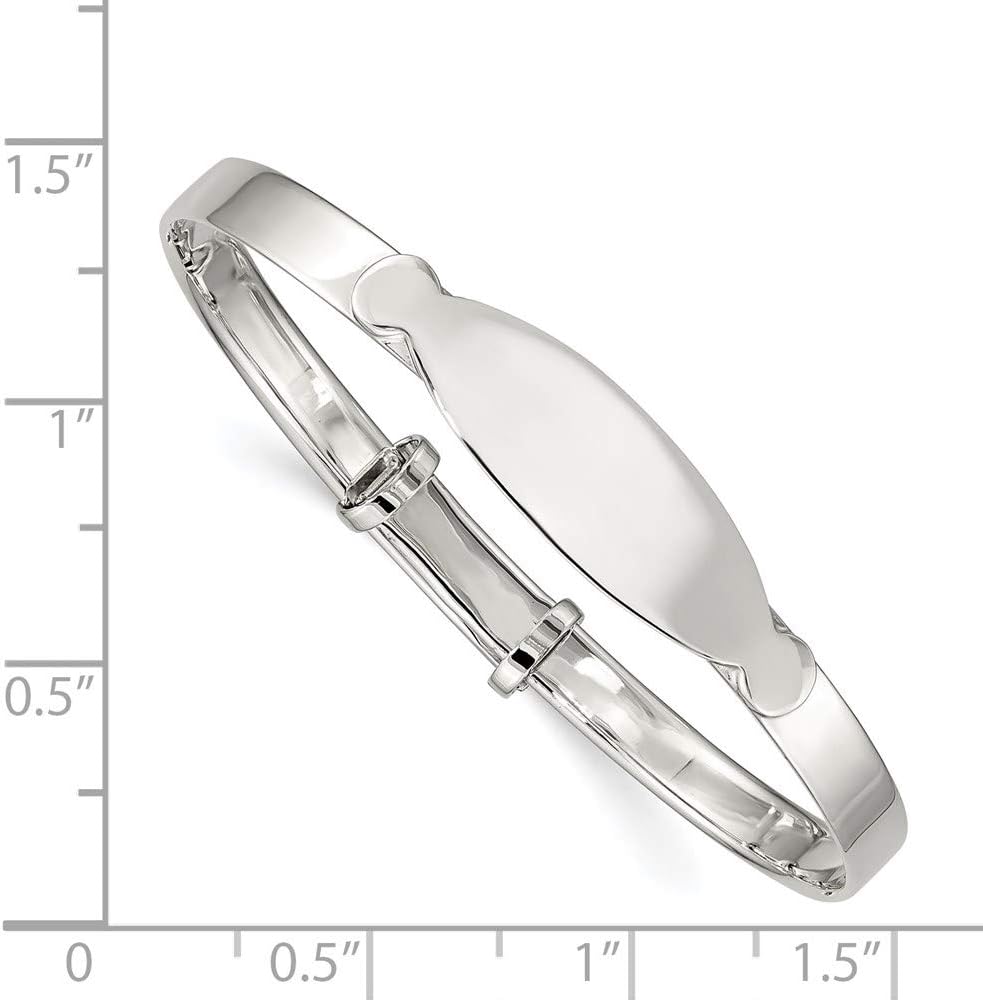 Solid 925 Sterling Silver ID Adjustable Baby Bangle Cuff Bracelet