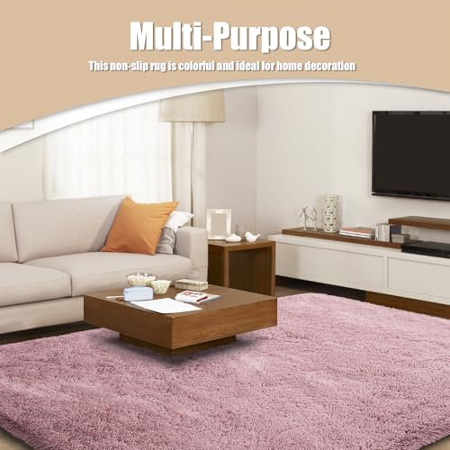 9x12 Fluffy Area Rugs for Living Room,Large Fuzzy Shag Area Rug for Bedroom,Blush Soft Non-Shedding Indoor Plush Carpet for Kids Bedroom Nursery Home Decor