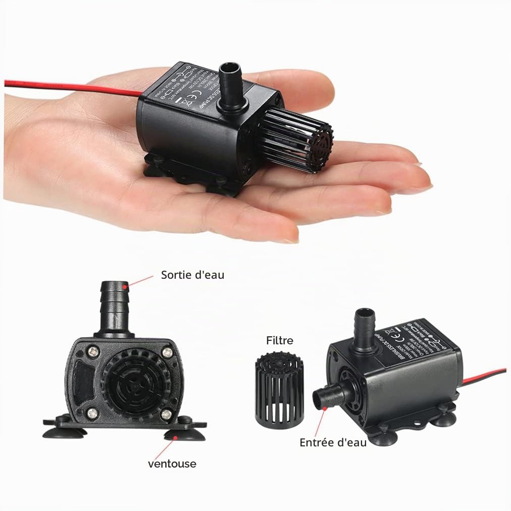 Decdeal Ultra-silencieux Mini USB DC5V 4.8W 300L / H Ascenseur 300cm Pompe à Eau Brushless Fontaine Submersible Étanche avec Fonction d'Ajustement de Débit