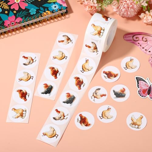 Pegatinas de pollo infantiles redondas lasuroa pegatinas impermeables para botellas de agua 8