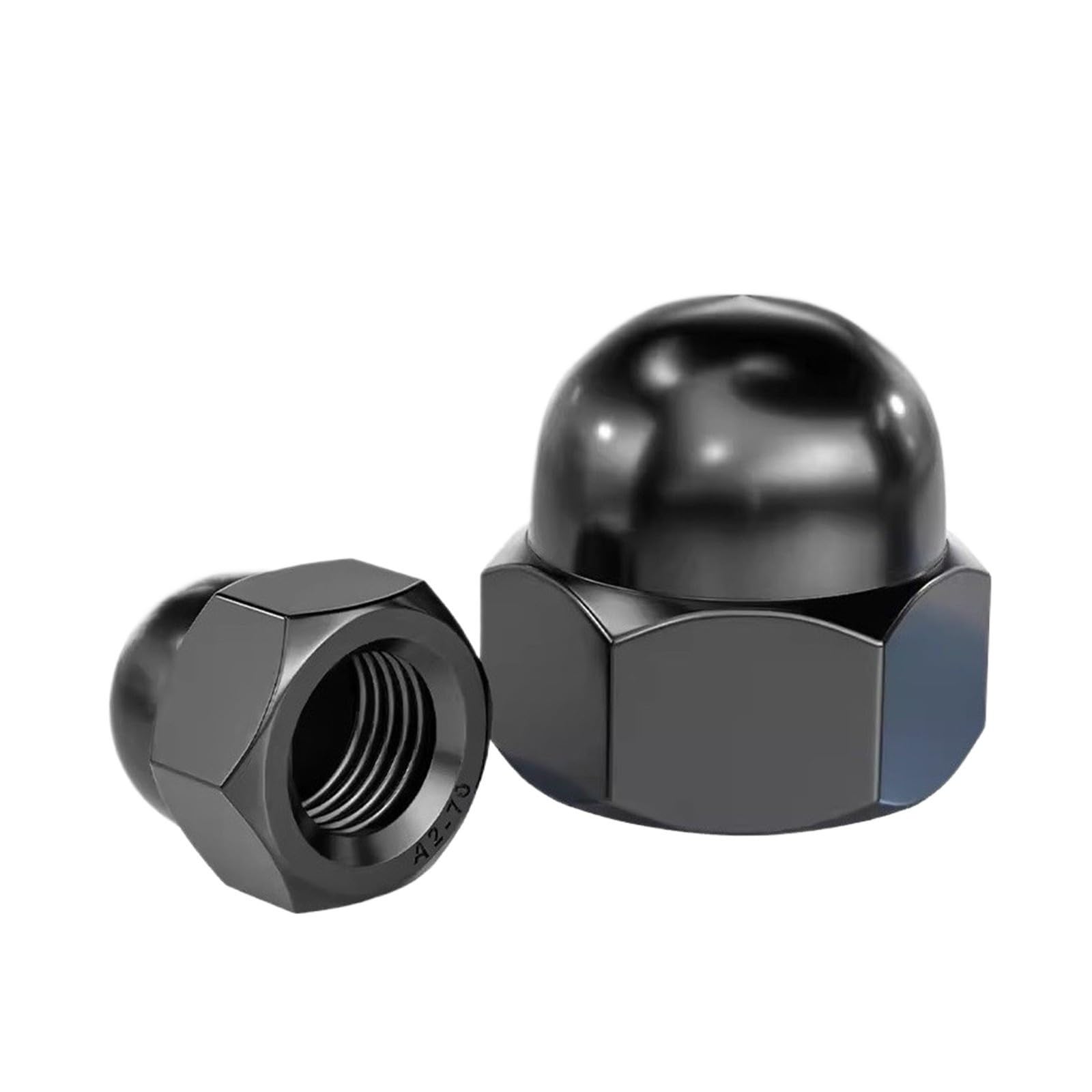 ZS Hardware Czarne nakrętki kołpakowe ze stali nierdzewnej 304 M3-M20 Dekoracyjna roleta kopułkowa(M20 2pcs)