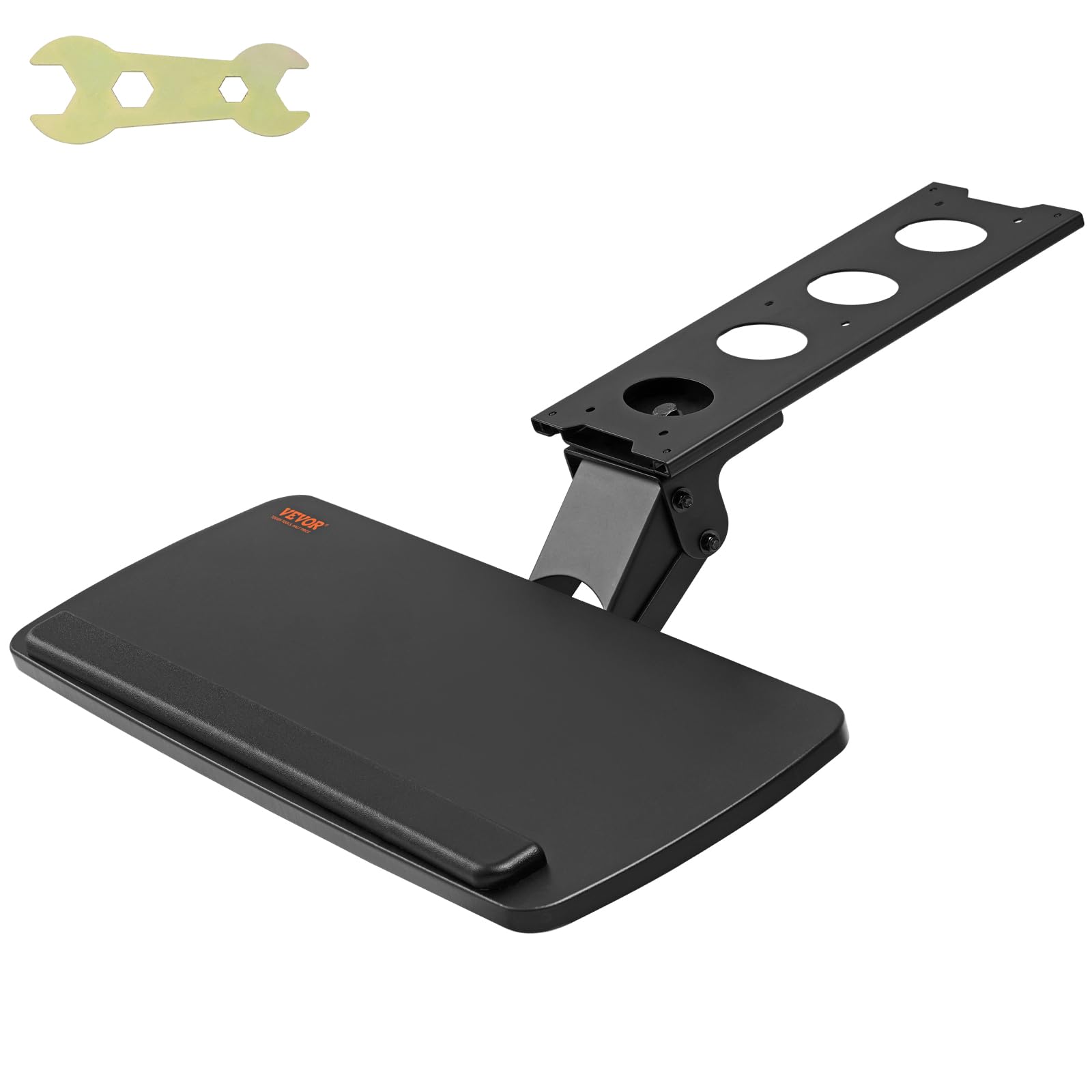VEVOR Soporte para Teclado Bandeja Deslizante para Teclado y Ratón de 63,5x25 cm Debajo del Escritorio Carga Máxima de 5 kg Fijación Fácil y Ángulo Ajustable para PC en Oficina Casa