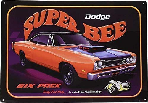 Jackgold Honey Plaque en métal rétro Dodge Super Bee 6 - Décoration murale en métal - 30,5 x 20,3 cm