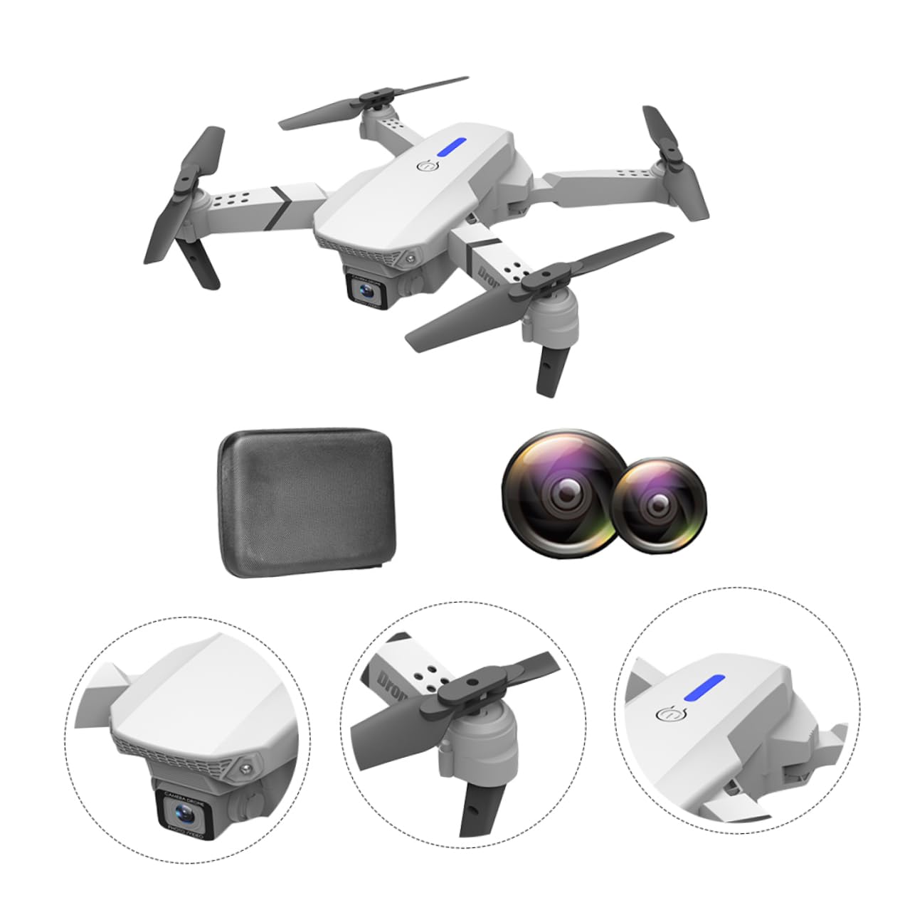 Abaodam Drone Pieghevole E525 Doppia Telecamera 4k, Quadricottero Leggero in Plastica, Video e Foto ad Alta Definizione per Riprese Aeree, Mini 4 Pro Drone