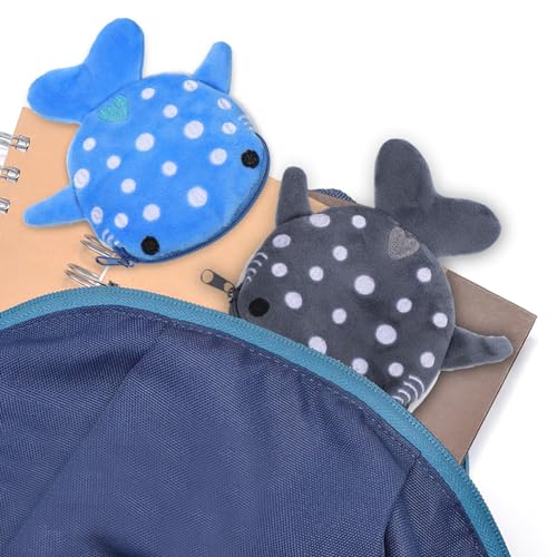2 Pcs Cute Shark Coin Purse Plush Wallet for Boys Multi Functional Soft Pouch for Coins Keys Change and Items Lightweight Portable Design2