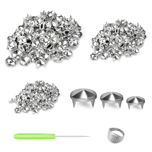 600 Pièces cône rivets, 4 griffes punk clous, pour craftcraftsmanship sacs, ceintures, cuir bricolage artisanat, vêtements (8/10 / 12mm, argent)