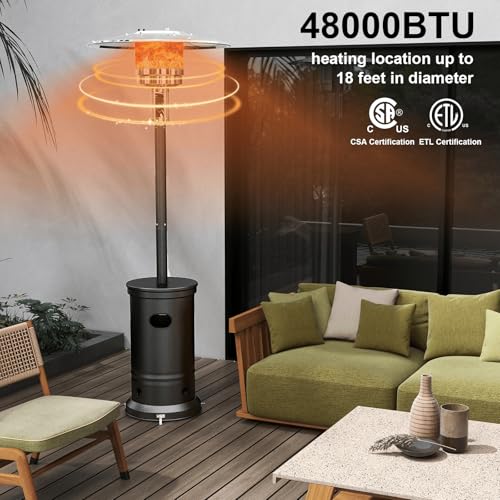 Patio-Heater-48000-BTU-For-Outdoor-Use-With-Wheels-3-Setting-Portable-Outdoor-Heater-Use-With-Round-Table-Design-Backyard-Propane-Heater Patio Heater 48000 BTU For Outdoor Use With Wheels 3 Setting Portable Outdoor Heater Use With Round Table Design Backyard Propane Heater