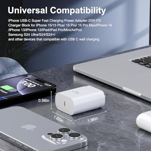 Image of 25W USB-C Fast Charger Adapter|Compatible with Samsung Galaxy S25 /S24 /S23 /S22 /S21 /S20 /Ultra /FE /A55 /A35 /A14 /M56 /Z Flip /Fold Series|Supports All Type-C Phones,Tablets,Chromebooks & More