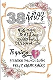  38 AÑOS De casamiento: Regalo de boda para parejas hombres, mujeres y niñas 100 páginas acabado mate 6x9 pulgadas