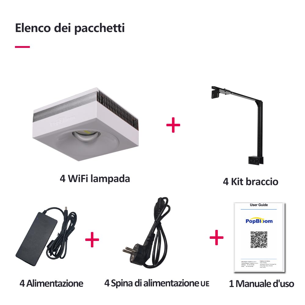 PopBloom 4 pezzi RL90 LED per acquari marini Lampade per barriera corallina Lampade LED a spettro completo per acquario da 180-220 cm Acquari con coralli di barriera