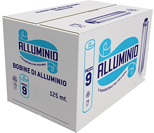 Carta alluminio - Maxi scorta: 9 rotoli da 125 metri di carta argentata per usi alimentari - Ideale per proteggere e conservare i cibi