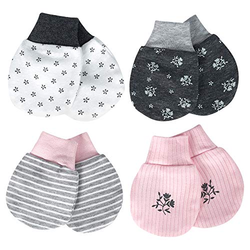 Just Born Boys Baby Girls' 4-Pack Organic Lil' Lamb Mittens, 0-3 Month
