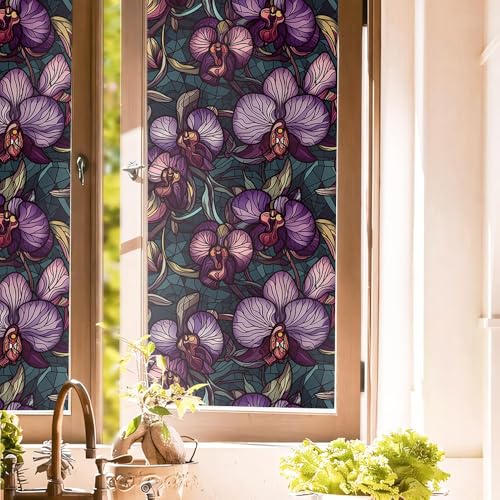 Vinilo Decorativo para Ventana Flores Purpura 40x300 cm